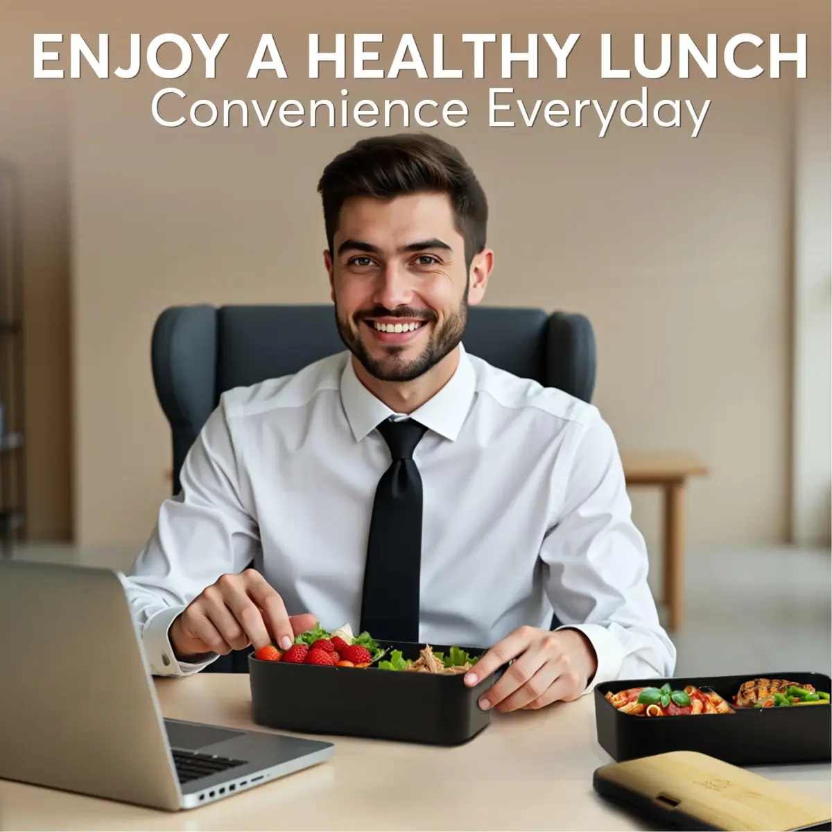 Umami Bento Box Adult Stackable Lunch Box 1500ml (50 oz) | Leakproof & Microwave-Safe with Utensils - view 7