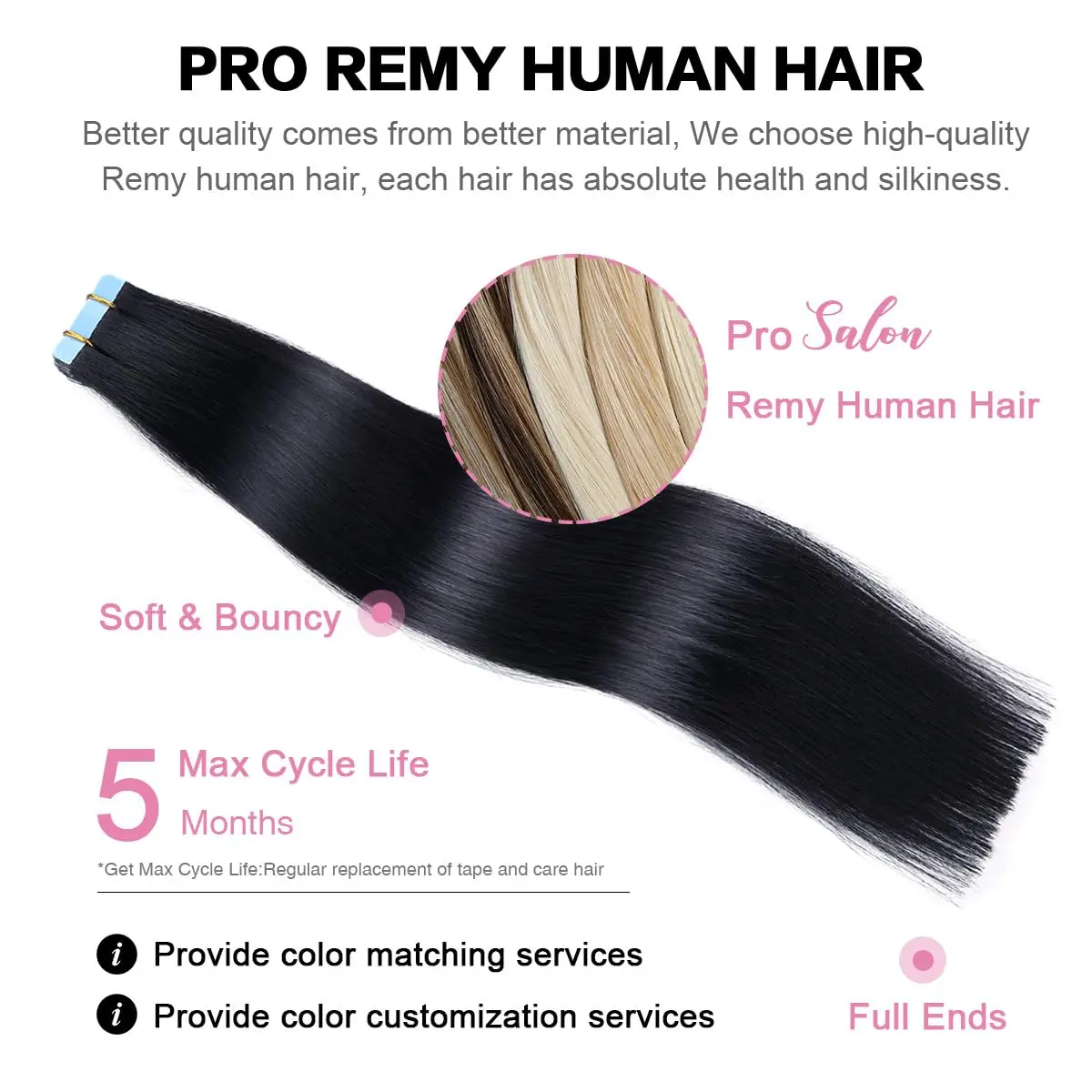 SUYYA Tape In Hair Extensions Human Hair 14 Inch #1 Jet Black | Seamless Natural Length & Volume - view 4