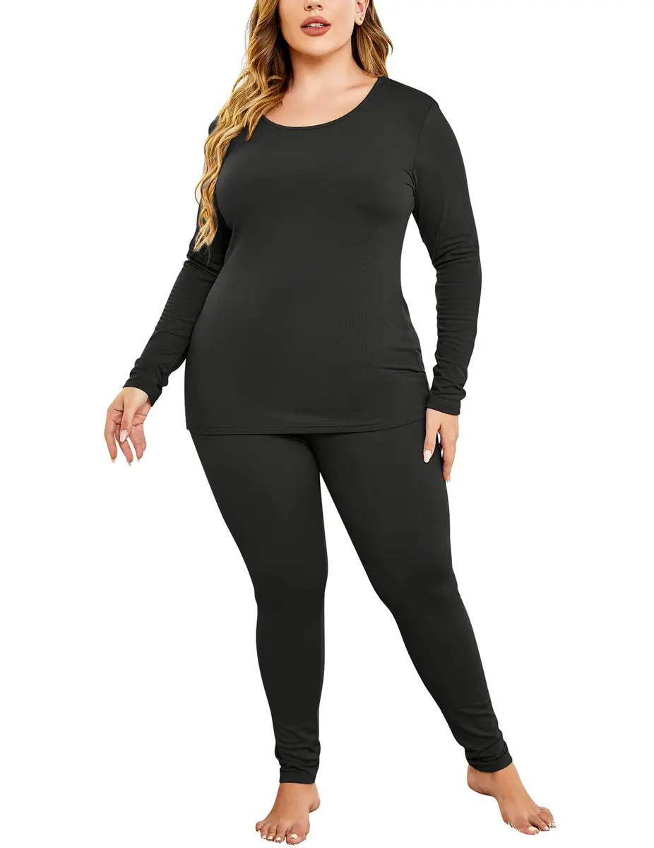IN'VOLAND Plus Size Thermal Underwear Fleece Lined Long Johns Set | Cozy Winter Base Layer for Women (20 Plus) - main product image