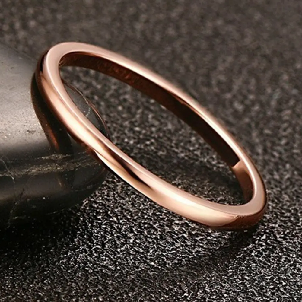 JUDE 1.5mm Stainless Steel Wedding Ring Rose Gold | Classic Stackable Band for Women - view 3