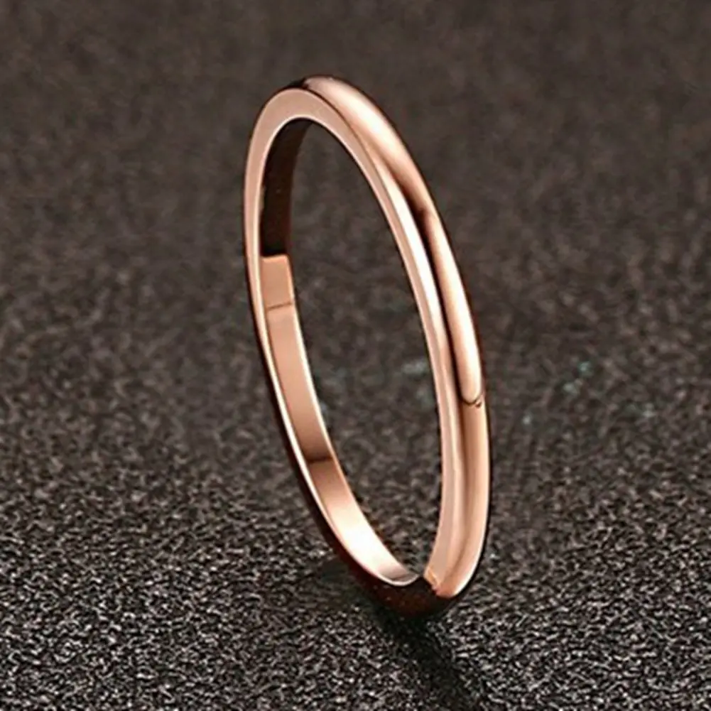 Jude Jewelers 1.5mm Stainless Steel Classical Plain Stackable Wedding Band Ring (Rose Gold, Size 7 US / 14 IN) | Comfort Fit for Daily Wear - view 4