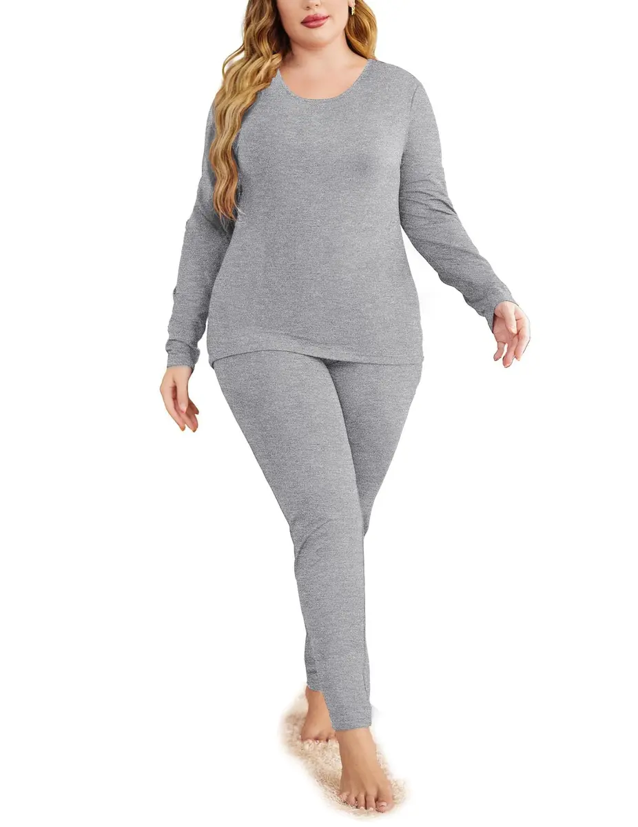 IN'VOLAND Plus Size Thermal Underwear Fleece Lined Long Johns Set | Cozy Winter Base Layer for Women (70-120 chars) - main product image