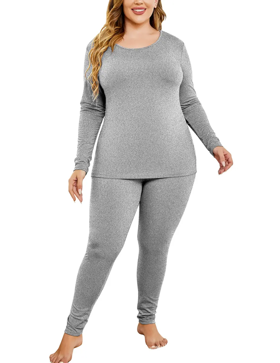 IN'VOLAND Plus Size Thermal Underwear Fleece Lined Long Johns Set | Cozy Winter Base Layer for Women (70-120 chars) - view 5