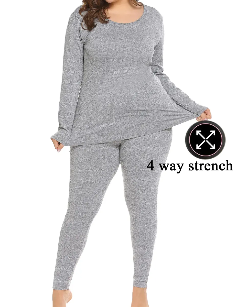 IN'VOLAND Plus Size Thermal Underwear Fleece Lined Long Johns Set | Cozy Winter Base Layer for Women (70-120 chars) - view 2