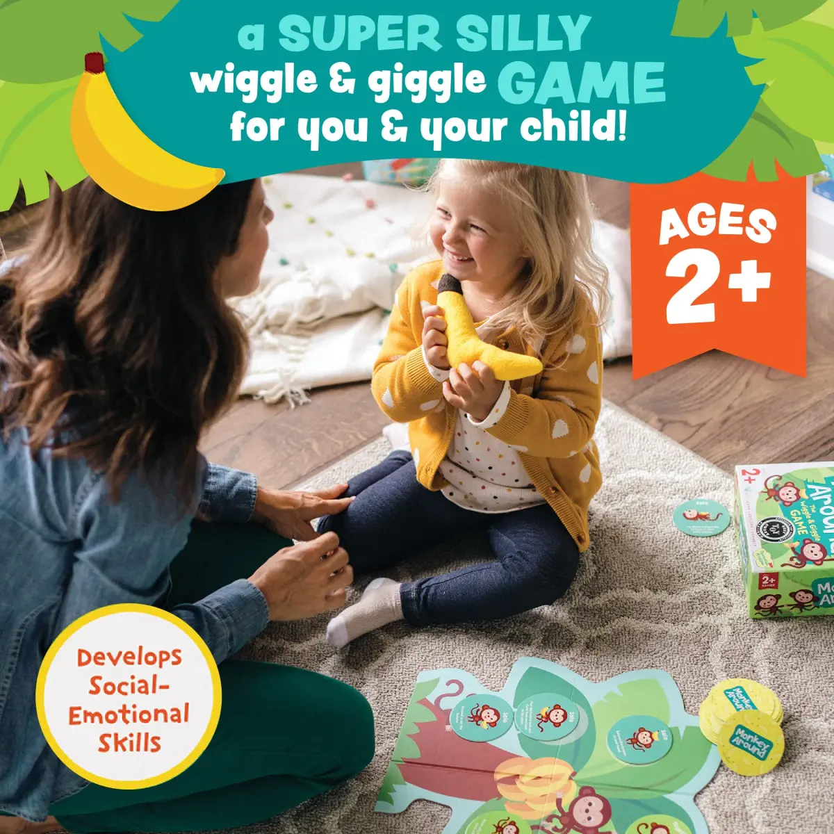 Peaceable Kingdom Monkey Around First Game for Toddlers Interactive Play with Parent Ages 2+ | Gross Motor Skill Development - view 2