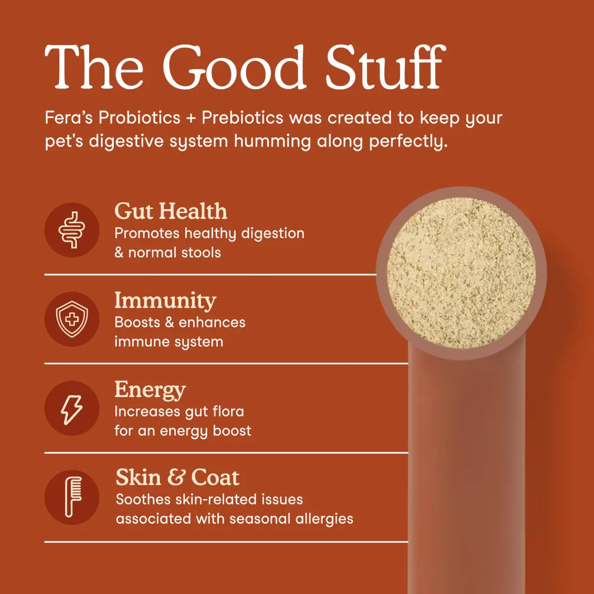 Fera Pets Organic Probiotics for Dogs & Cats with Prebiotics, 60 Scoops | USDA Organic Gut Health Powder Supplement with 12 Strains and 5 Billion CFUs - view 2