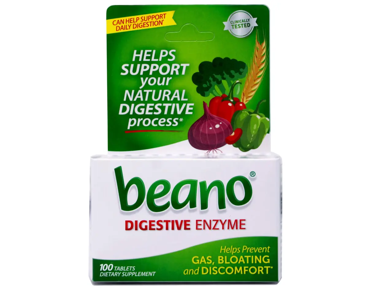 Beano Gas Relief Tablets 100 Count (45 g) | Digestive Enzyme Supplement for Gas and Bloating - main product image
