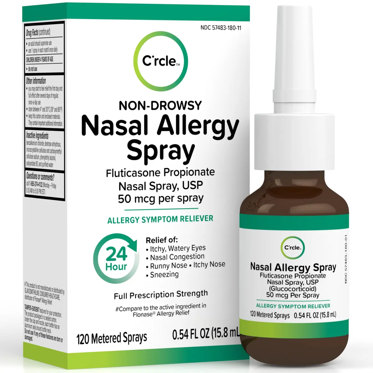 FlutiCare Fluticasone Allergy Nasal Spray 0.54 Fl Oz | 24-Hour Non Drowsy Relief - main product image