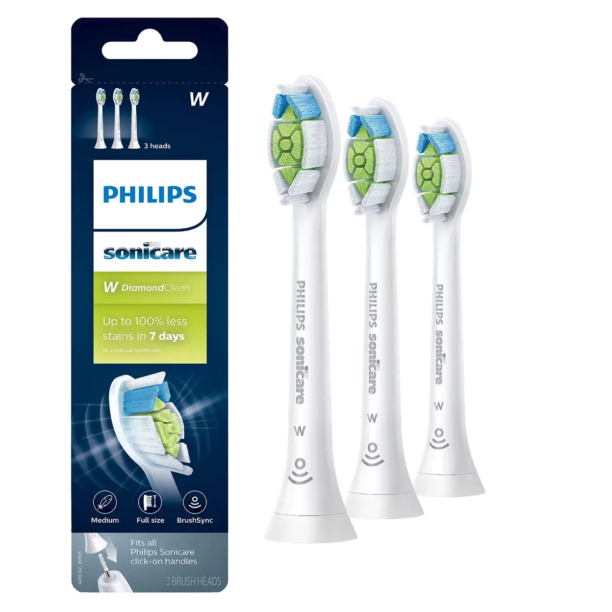 Philips Sonicare W DiamondClean Replacement Heads 4 Pack | Clinically Tested Whitening & Plaque Removal - main product image