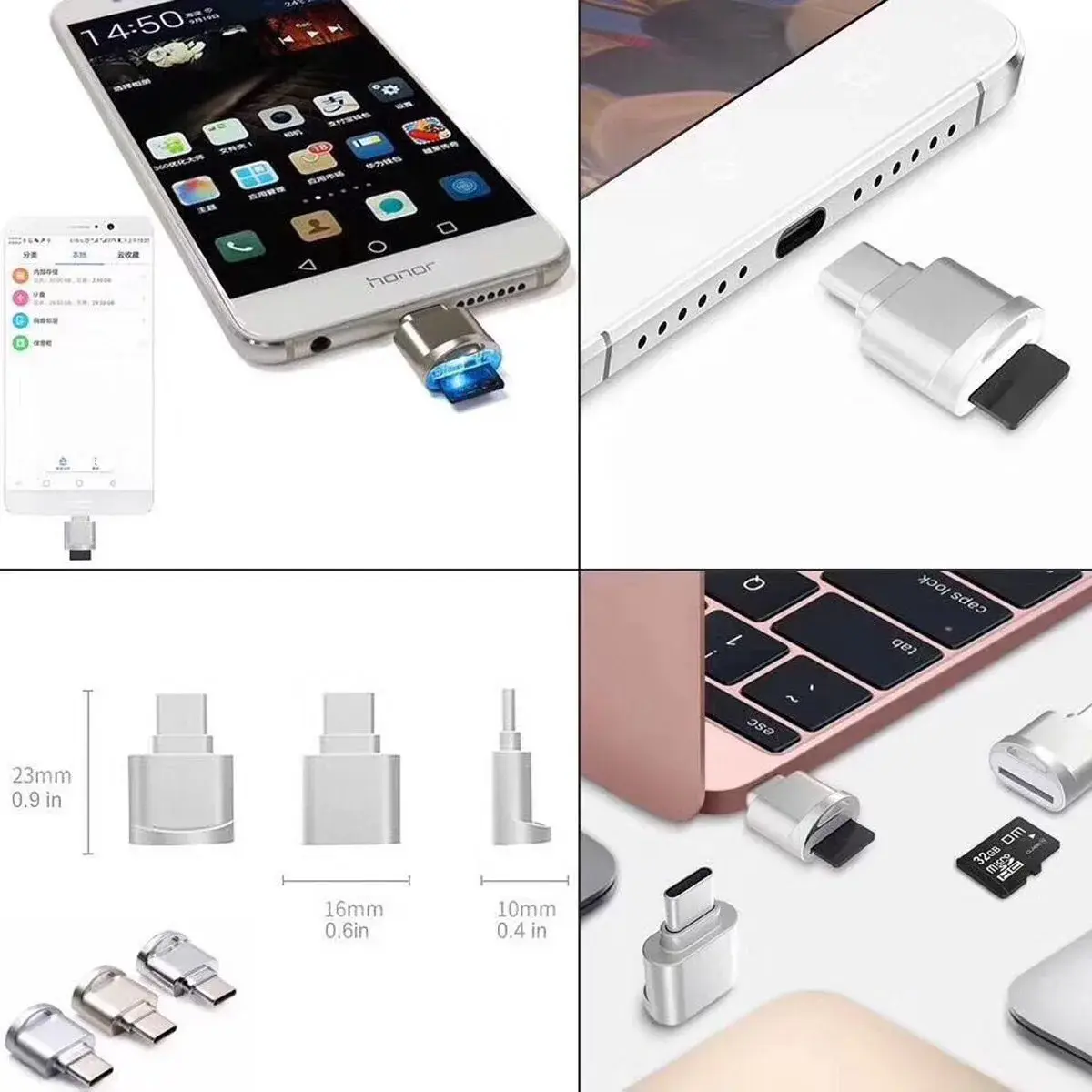 cablecc USB 2.0 Type C to Micro SD Card Reader Adapter (2-Pack) | 480Mbps Data Transfer - view 6