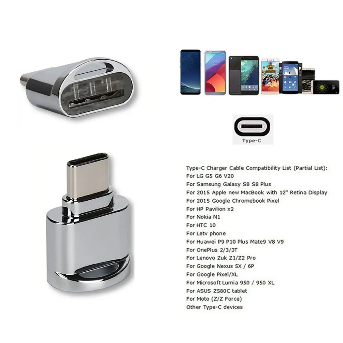 cablecc USB 2.0 Type C to Micro SD Card Reader Adapter (2-Pack) | 480Mbps Data Transfer - view 7