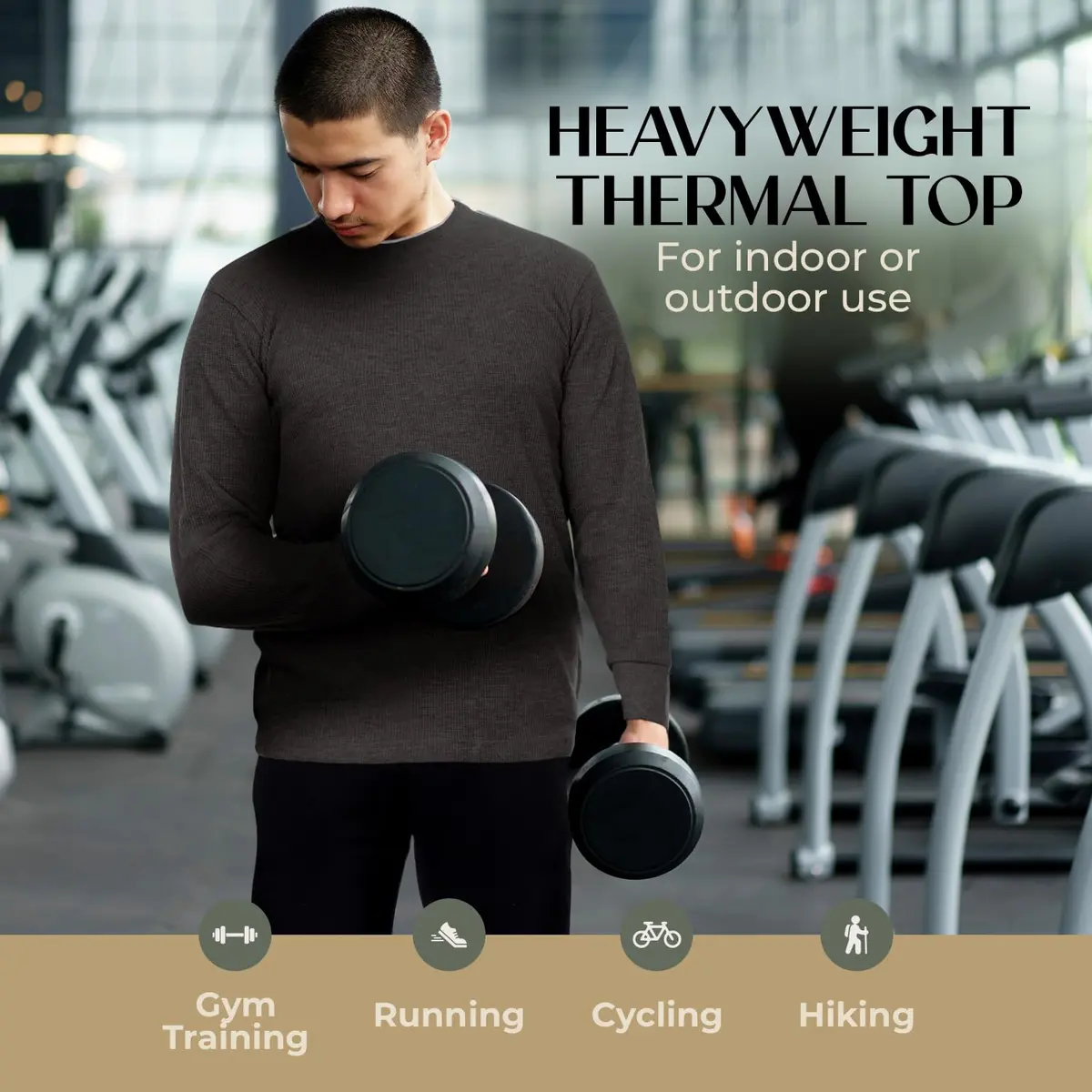 JMR Men’s Thermal Shirt Long Sleeve Heavyweight 100% Cotton Waffle Weave | Warm Breathable Base Layer or Standalone (Charcoal) - view 5