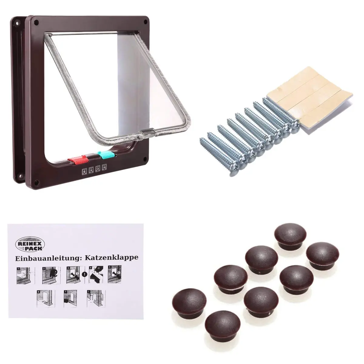 Sailnovo Large Cat Door Flap 9.25" x 9.84" | 4-Way Locking, Weatherproof ABS, Quiet (70-120c) - view 7