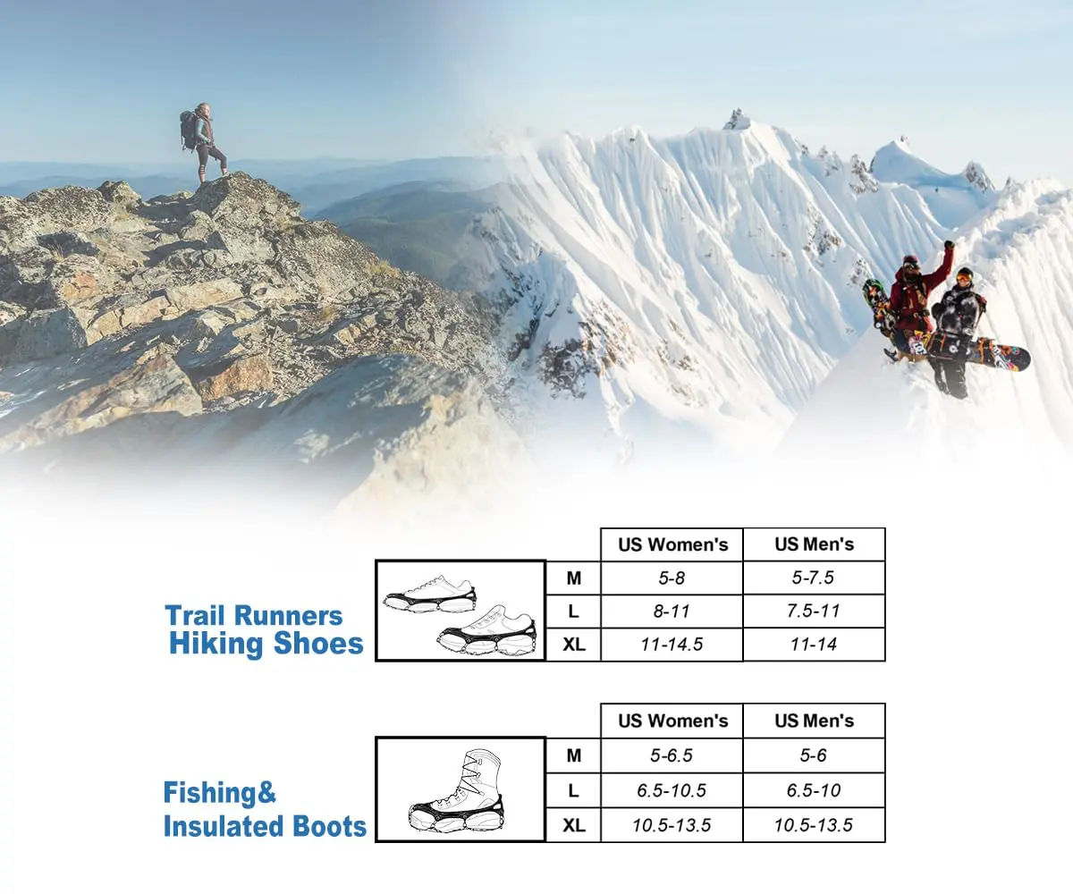 EnergeticSky Traction Cleat - Stainless Steel Spikes & Silicone, All-Season Ice & Snow Ground Grip, Unisex (Large) - view 5