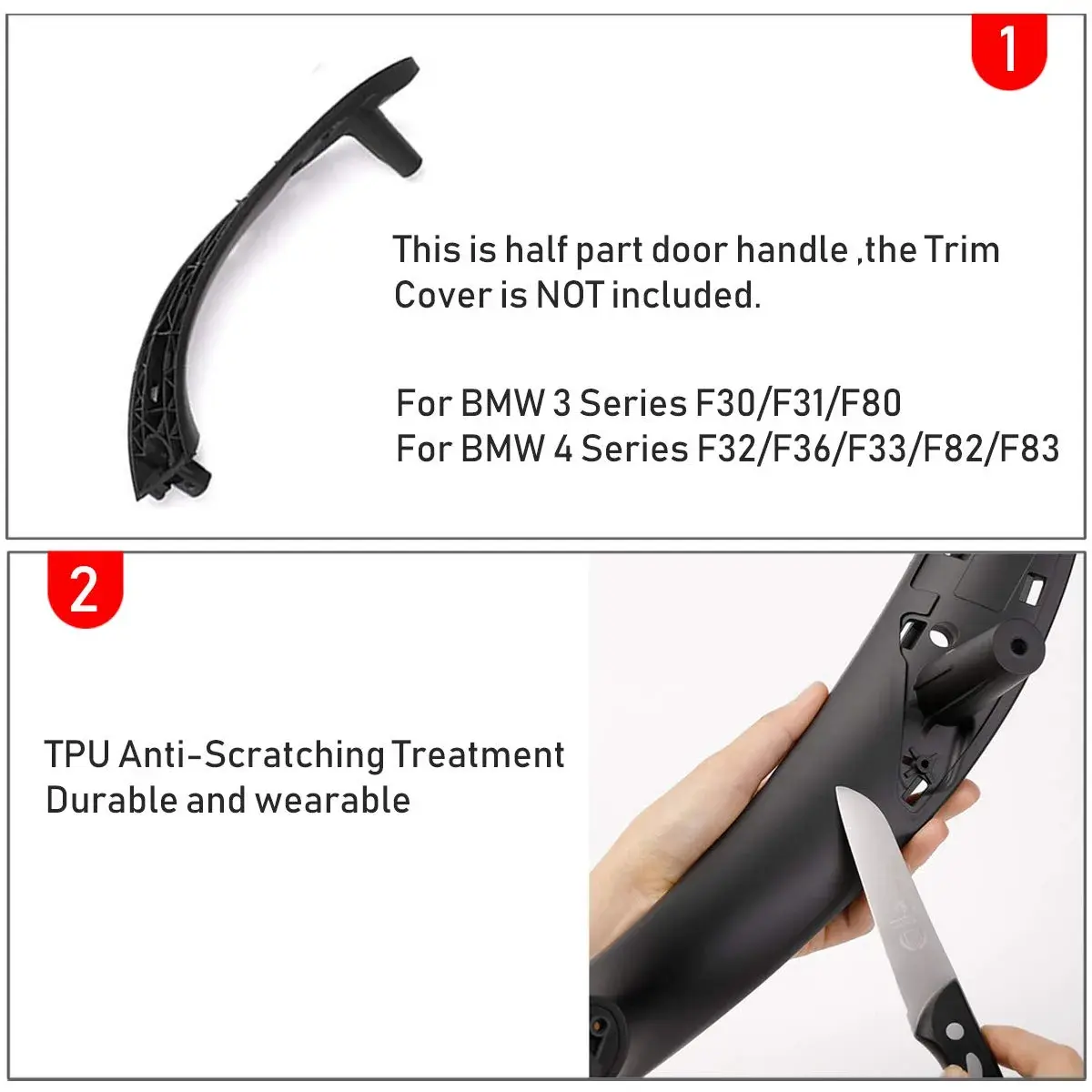 Jaronx Black Left Front Door Handle for BMW 3 Series (2012-2018) & 4 Series (2014-2017) | Upgraded ABS+PC Replacement - view 4