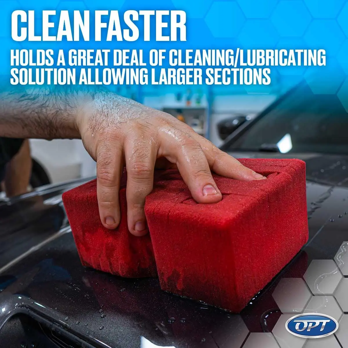 Optimum Big Red Sponge – The Original Made in USA Crosscut Rinseless Sponge - Safe for All Paint Types, Use for No Rinse Vehicle Wash and Car Wash Soap - view 5