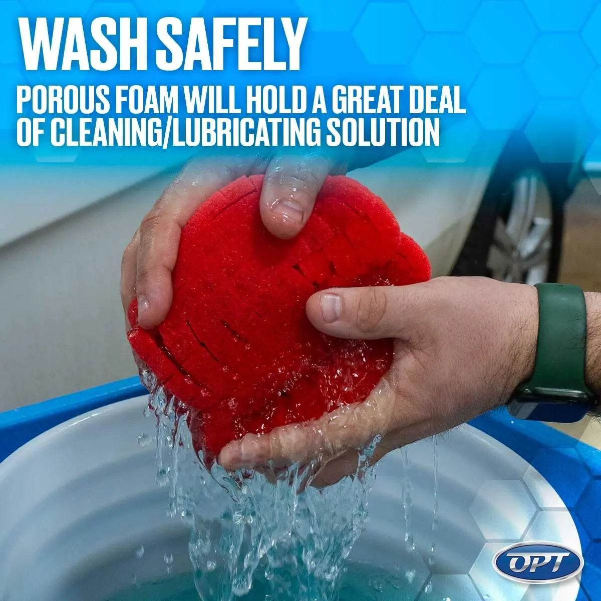 Optimum Big Red Sponge – The Original Made in USA Crosscut Rinseless Sponge - Safe for All Paint Types, Use for No Rinse Vehicle Wash and Car Wash Soap - view 2