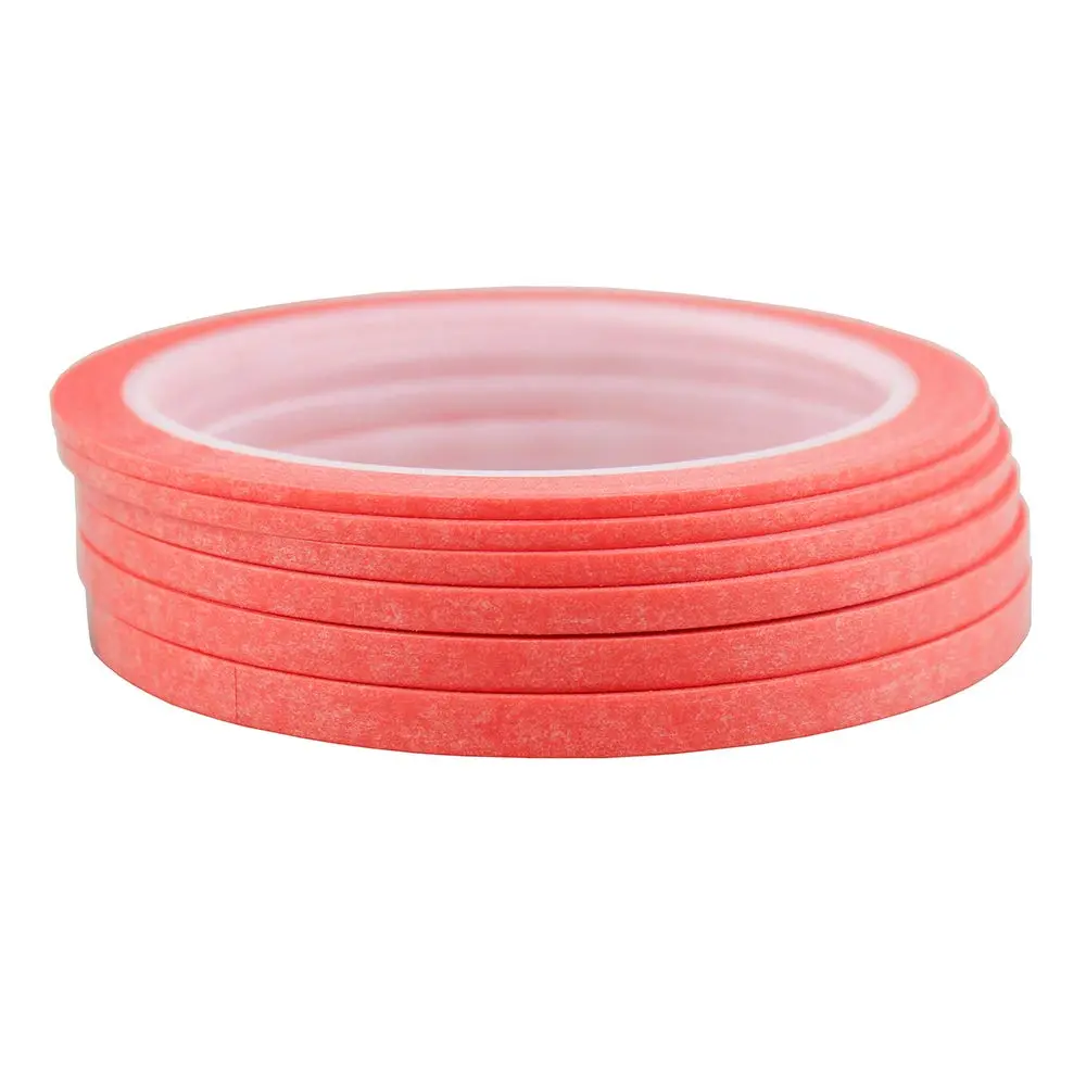 JINBING Washi Masking Tape for DIY Nail Arts & Pattern Making | 6 Rolls, Pink, 25m Each - main product image