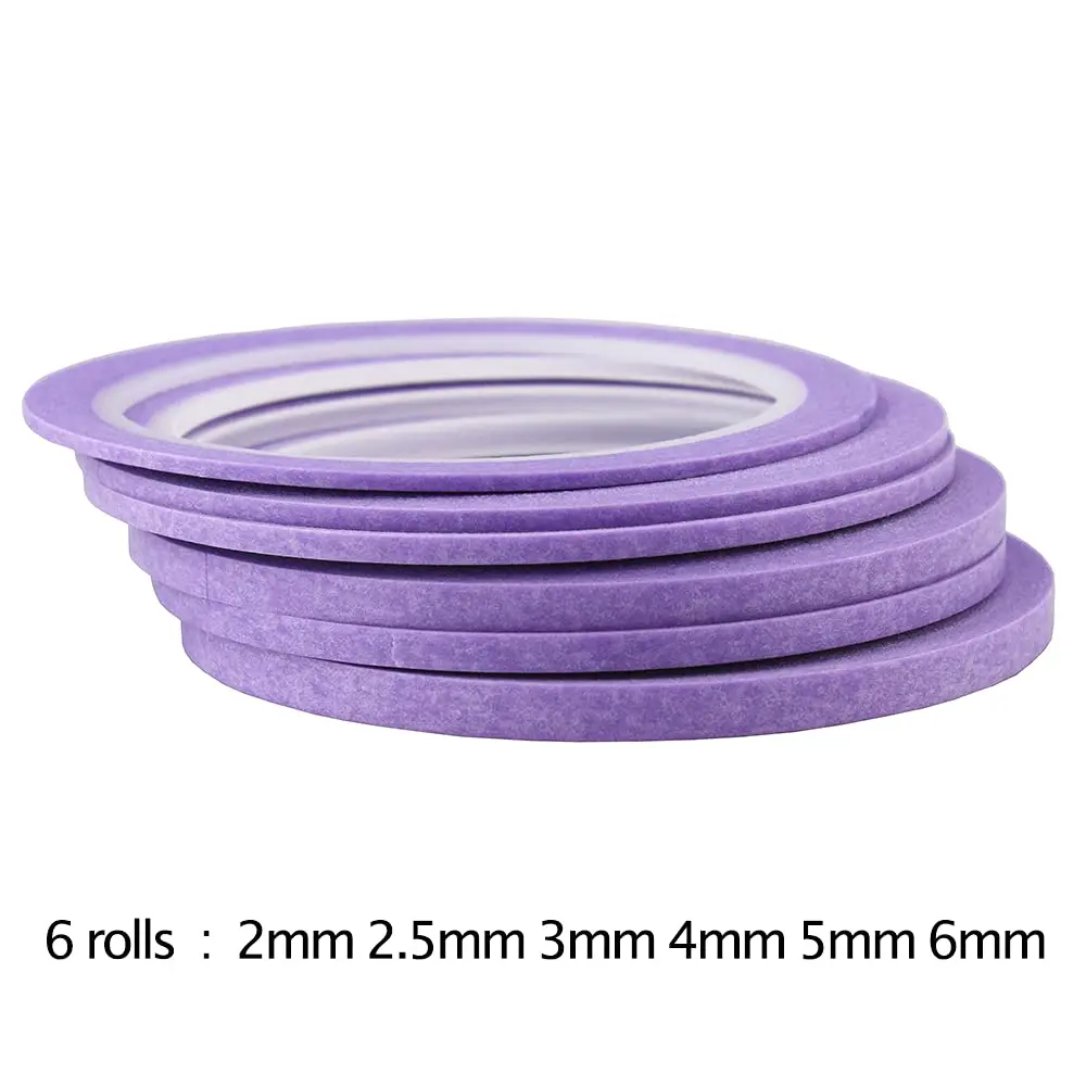 JINBING Purple Washi Masking Tape Set | 5 Rolls, 2mm-6mm Widths, 25m Length Each | DIY Nail Art & Crafting - view 2