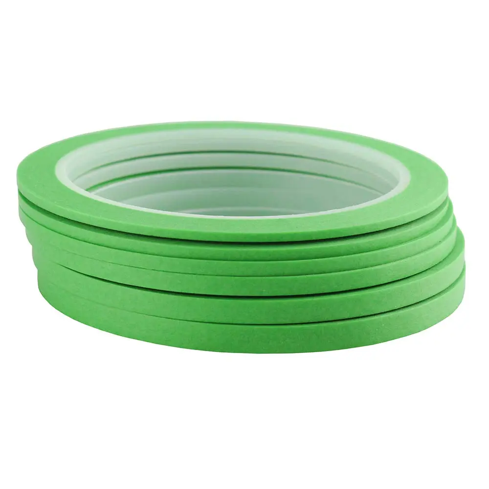 JINBING Green Washi Masking Tape Set | 6 Rolls, 2mm-6mm Widths, 25m Length Each | DIY Craft & Nail Art Essential - main product image