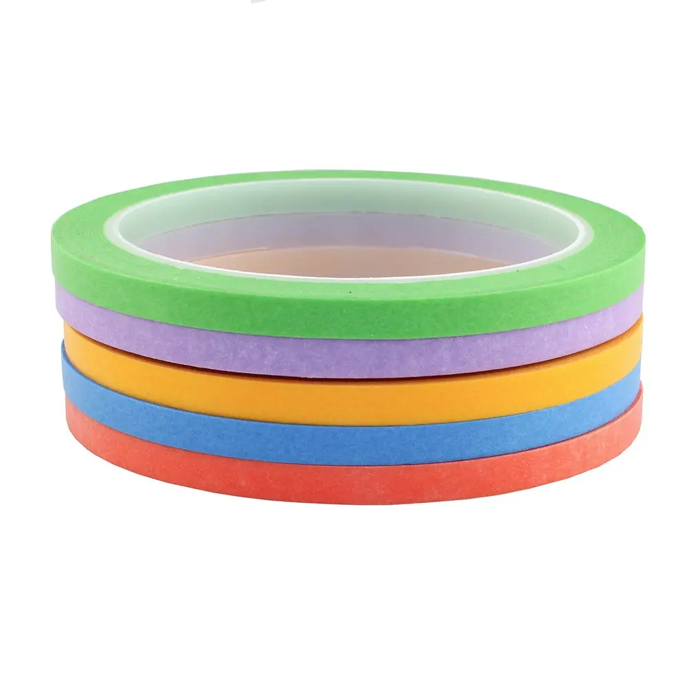 JINBING Green Washi Masking Tape Set | 6 Rolls, 2mm-6mm Widths, 25m Length Each | DIY Craft & Nail Art Essential - view 3