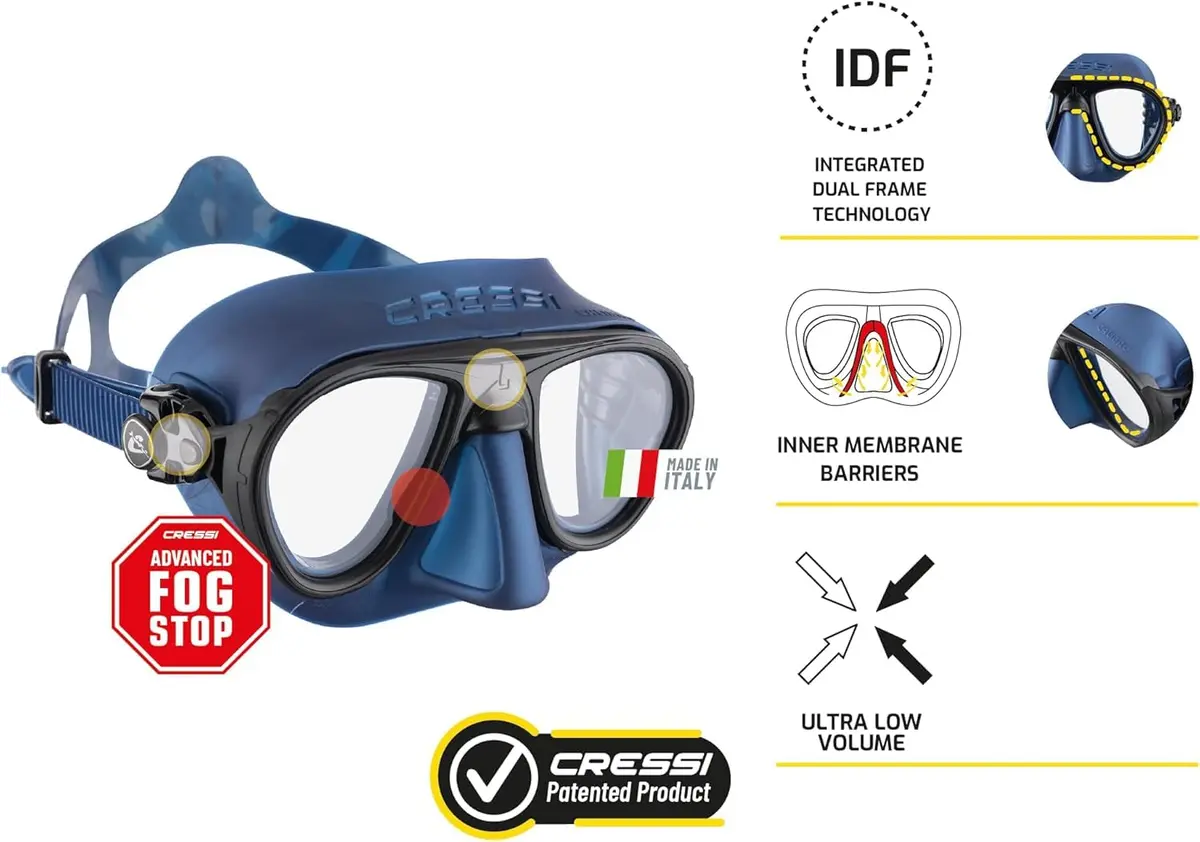 Cressi Calibro Low Volume Dive Mask, Clear/Black | Fog-Stop System & Wide Field - view 2