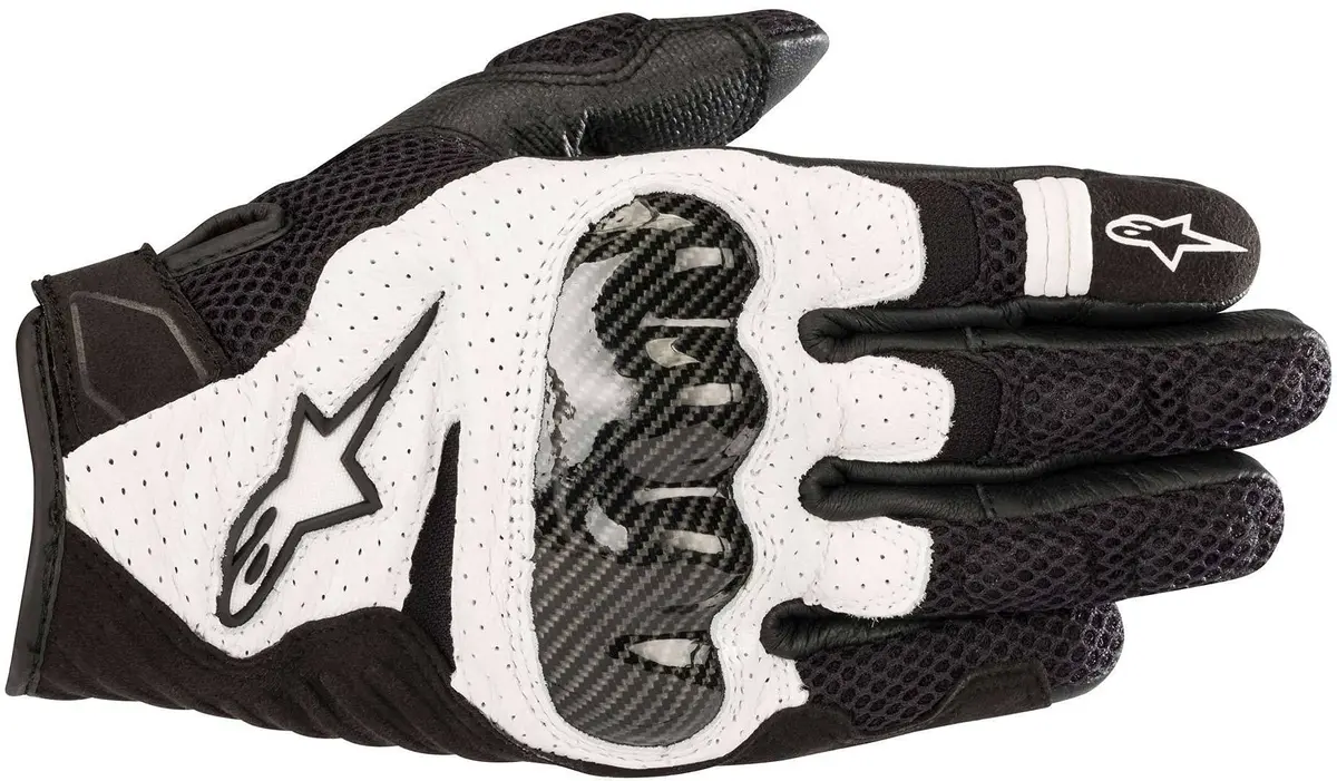 Alpinestars SMX-1 Air V2 Motorcycle Gloves Large Black/White | CE Certified Street Riding Comfort - main product image