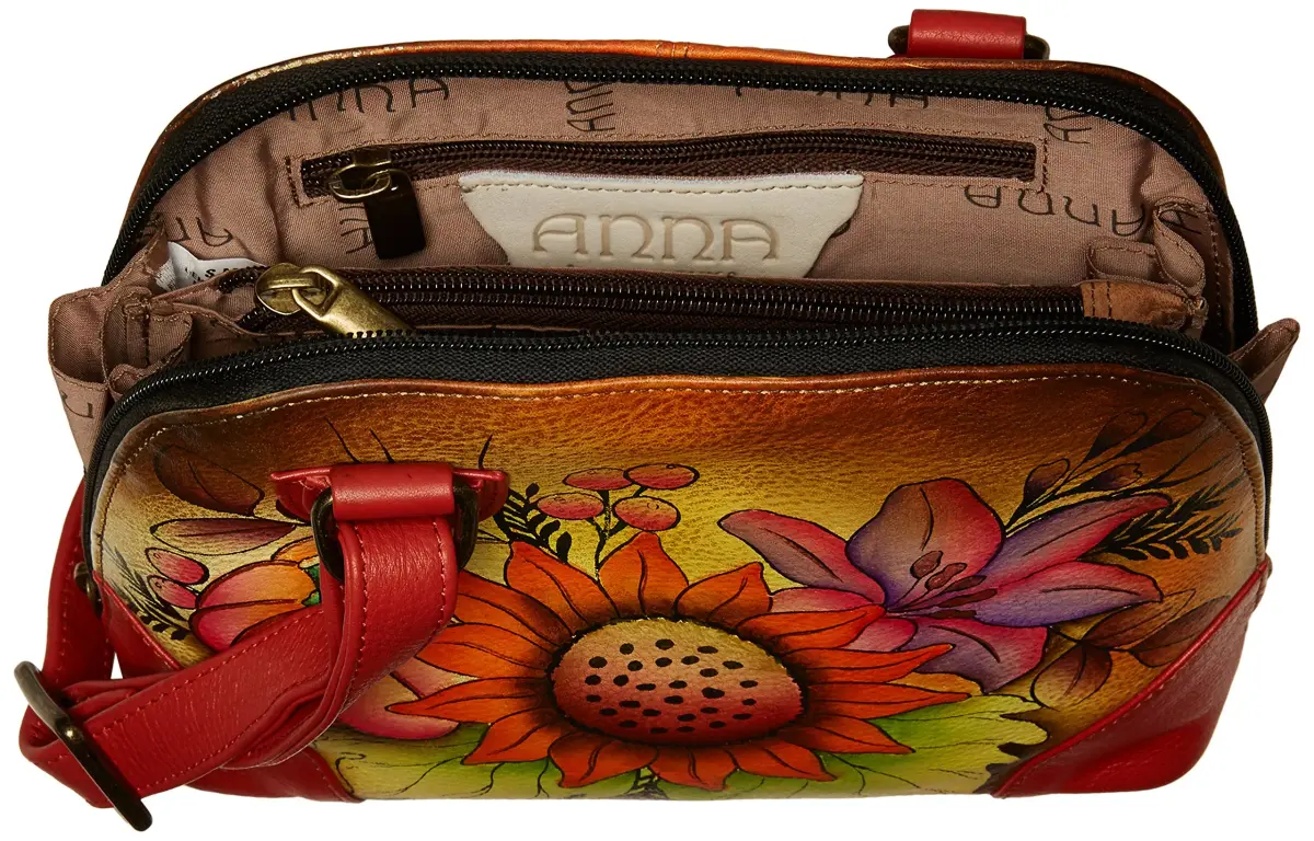 Anna by Anuschka Hand Painted Genuine Leather Small Organizer Bag | Fall Bouquet Artistry - view 5