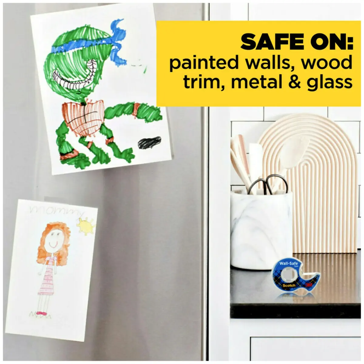 Scotch Wall-Safe Tape 2 Rolls | Sticks Securely, Removes Cleanly, Invisible, Photo Safe - view 8