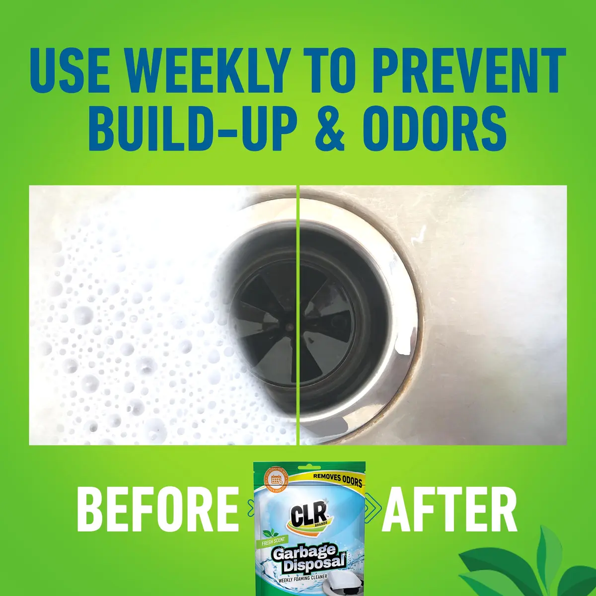 CLR Garbage Disposal Cleaner and Deodorizer Pods, 5 Count | Fresh Scent Weekly Foaming Drain Odor Eliminator - 1 Month Supply - view 4