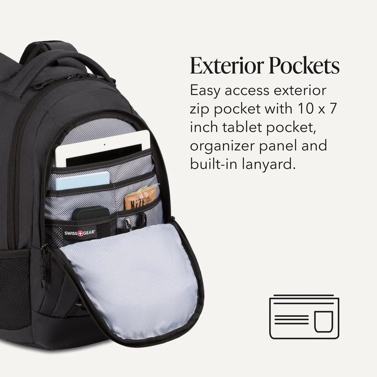 SwissGear Bungee Core Laptop Backpack Fits Most 13-Inch Laptops | Breathable Airflow Back Panel, Reflective Accents, Bungee Cord System - view 3