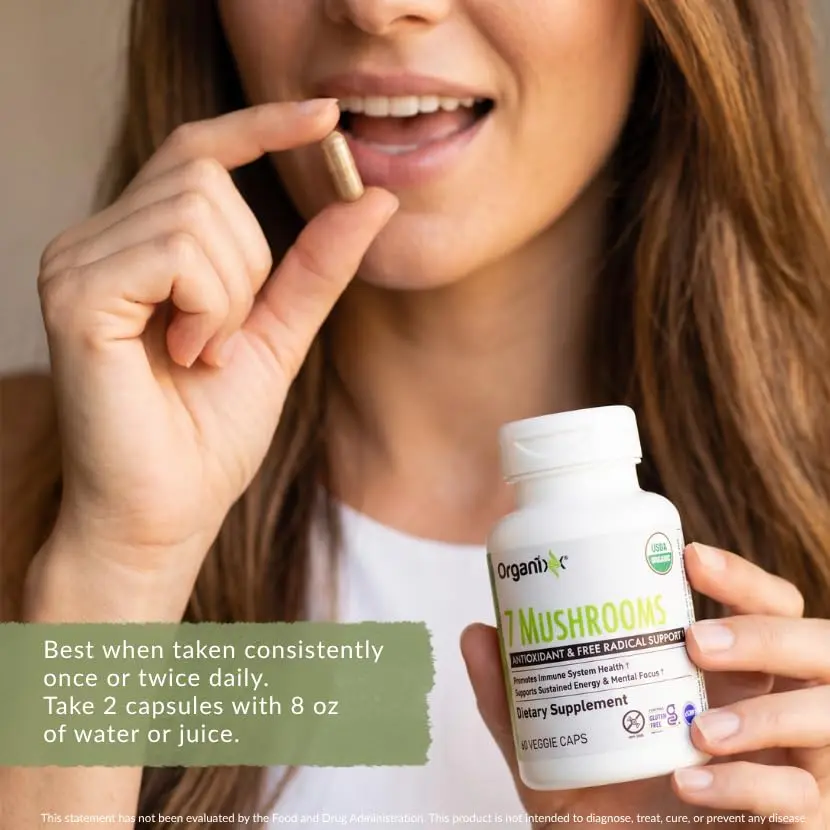 Organixx 7 Mushroom Supplement, Fermented, Immune Support, 60 Caps | USDA Organic & Bioavailable Mushroom Blend - view 14