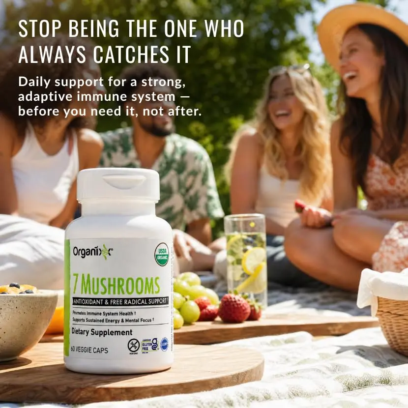 Organixx 7 Mushroom Supplement, Fermented, Immune Support, 60 Caps | USDA Organic & Bioavailable Mushroom Blend - view 9