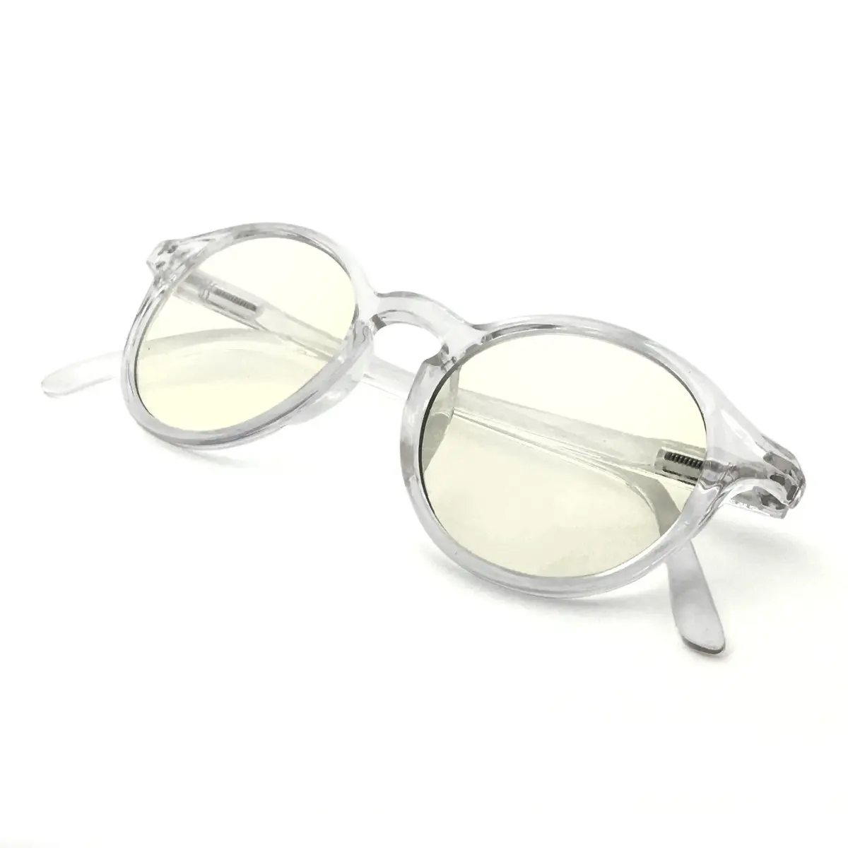 J+S Mana Round Clear Blue Light Blocking Glasses with LCD Lens - Medium Fit - main product image
