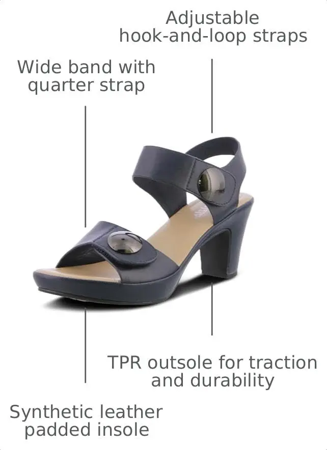 PATRIZIA Spring Step Dade Sandals for Women - Navy - EU 41 / US 9.5-10 | Casual Platform Slip-On with Hook & Loop - view 4
