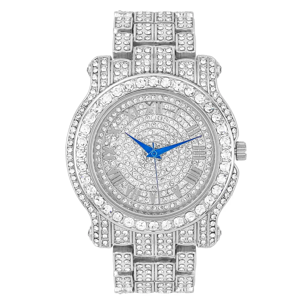 Charles Raymond Bling-ed Out Hip Hop Mens Watch 1.2 in Dial | Silver with Rhinestones - main product image