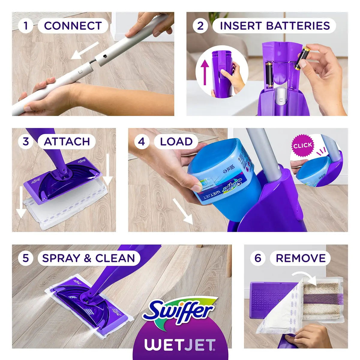 Swiffer WetJet Hardwood Floor Cleaner Spray Mop Pad Refills 15 Count | Absorb + Lock Strip for Finished Floors - view 4