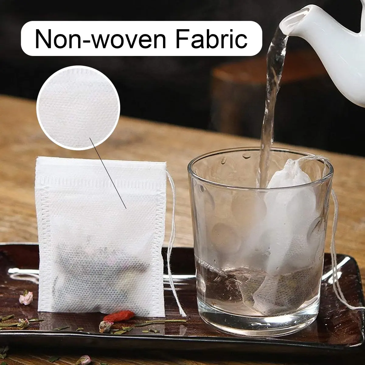 Fenshine 400 Pcs Tea Filter Bags Drawstring Seal | Food-Grade, Portable & Eco-Friendly (70-120 chars) - view 4