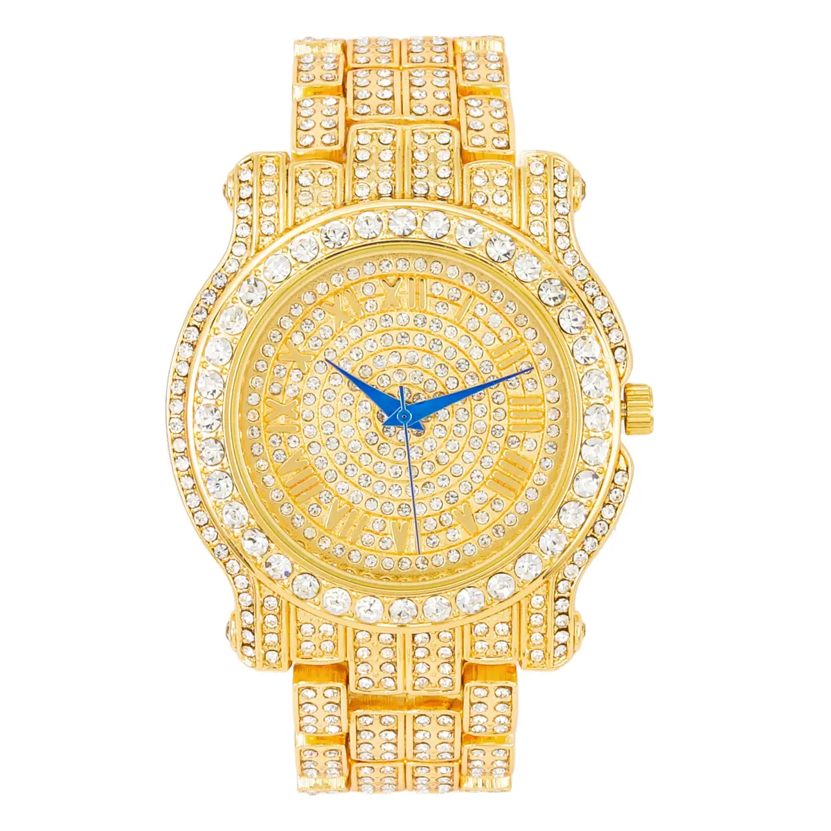 Charles Raymond Gold Watch | Hip Hop Bling Ed Out Men’s Wristwatch with Roman Numerals (8.5" Band) - main product image