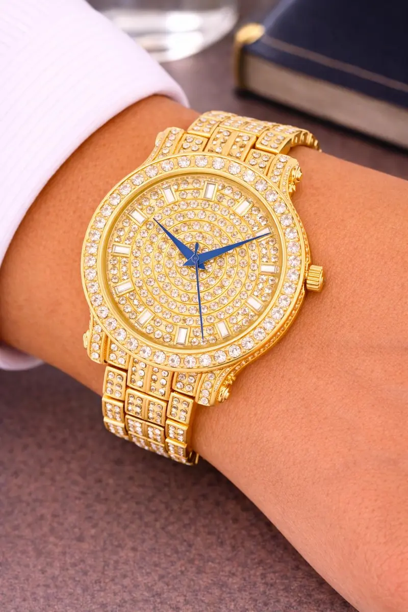 Charles Raymond Gold Watch | Hip Hop Bling Ed Out Men’s Wristwatch with Roman Numerals (8.5" Band) - view 7