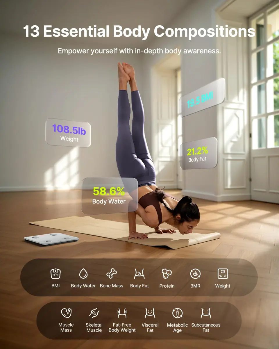 FITINDEX Smart Body Composition Scale 180kg (396lb) | Tracks 13 Metrics via Bluetooth - view 3