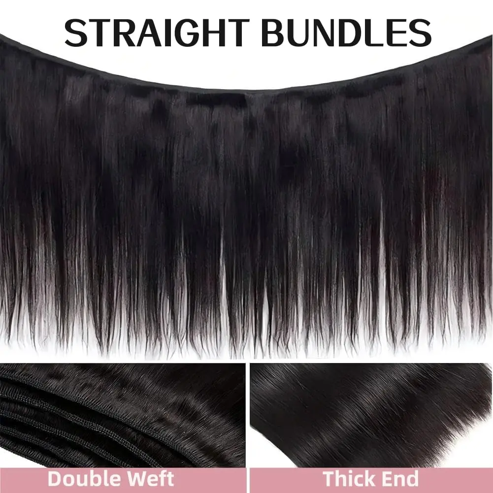 Angie Queen Human Hair Bundles Straight 16 Inch | 100% Unprocessed Brazilian Virgin Hair Extensions - view 3