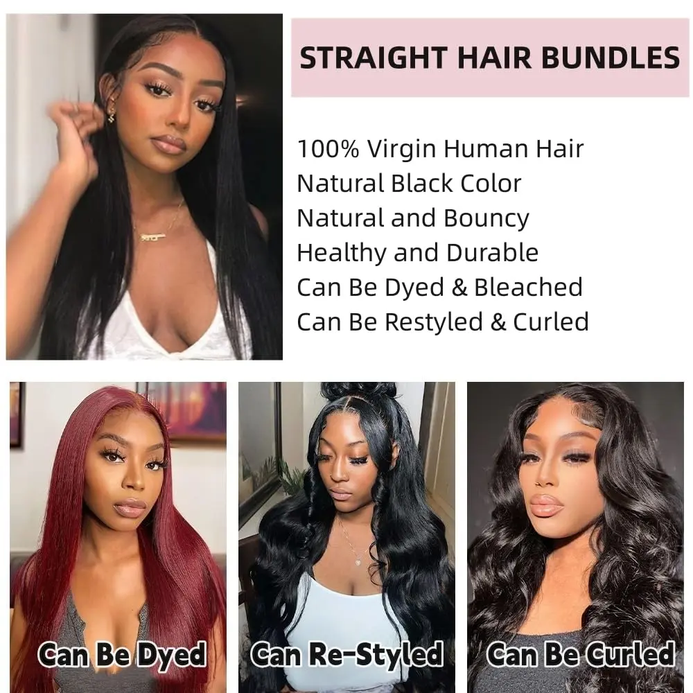 Angie Queen Human Hair Bundles Straight 16 Inch | 100% Unprocessed Brazilian Virgin Hair Extensions - view 4