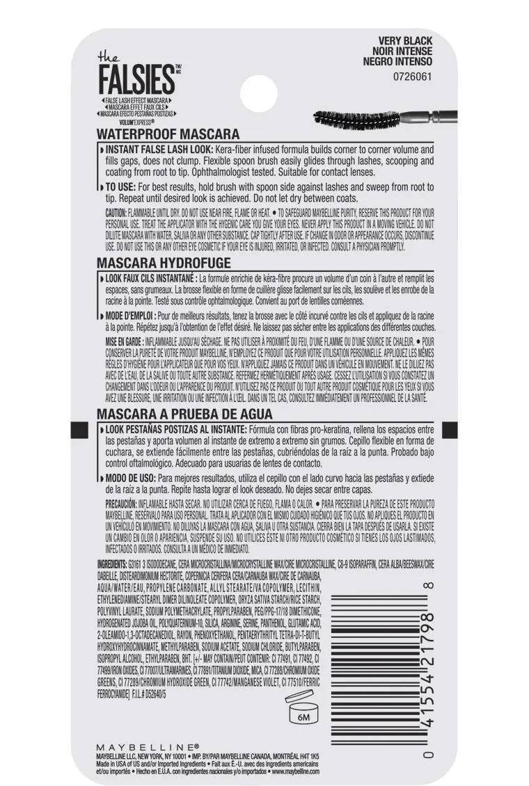Maybelline Volum' Express Falsies Waterproof Mascara 0.25 Fl Oz (Pack of 2) | 8x Volume, Waterproof, Suitable for Contact Lenses - view 3
