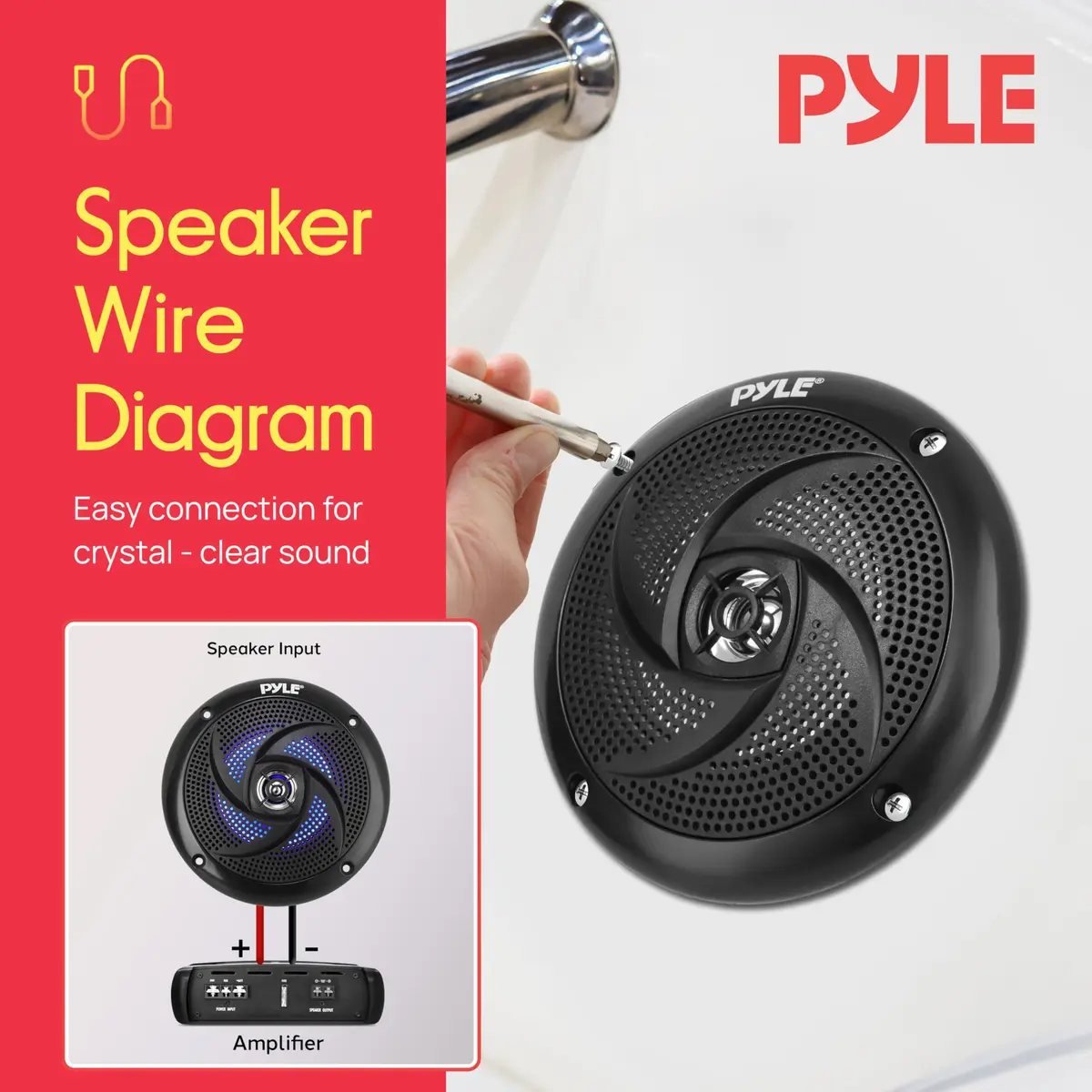 Pyle Waterproof Rated Marine Speakers 4'' 2-Way 100W Pair | Weather-Resistant Outdoor Audio Stereo Sound System with Blue LED Lights - view 4