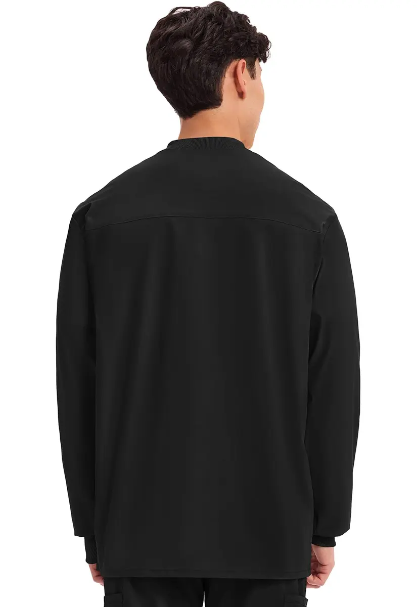 Cherokee Men’s Medical Scrub Jacket Ww360 | Professional Long Sleeve, Snap Front, Black, Size Large - view 3
