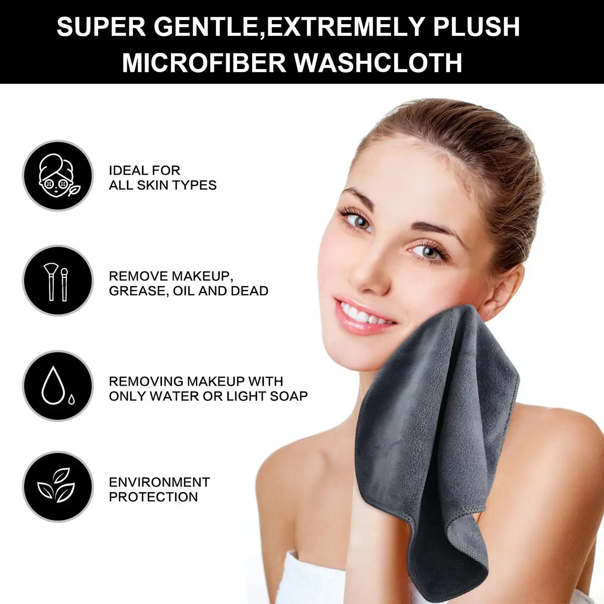 SINLAND Microfiber Facial Cloths 6 Pack | Fast Drying, Reusable & Soft for Face & Skin Care - view 8