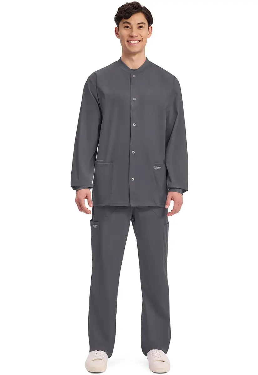 Cherokee WW Professionals Scrub Jacket for Men Snap Front | Long Sleeve, Stretch Fabric, Professional Fit - view 5