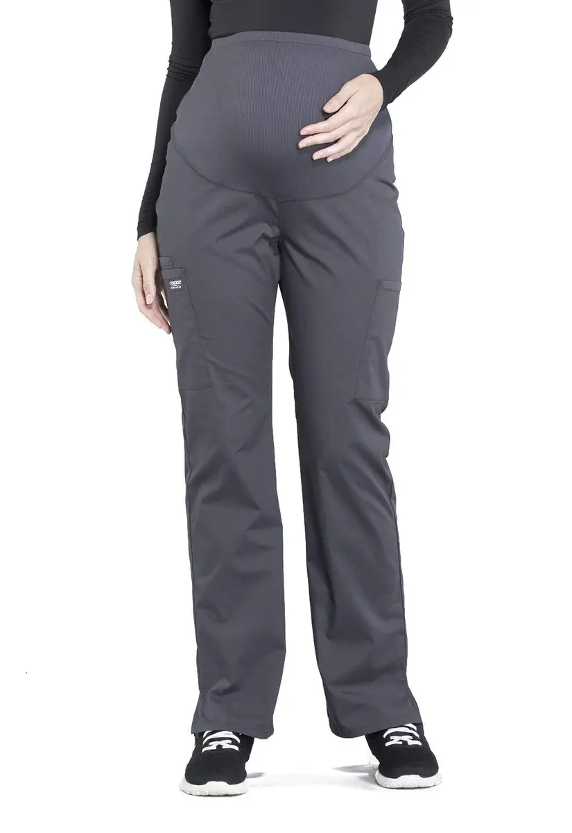 Cherokee WW Professionals Maternity Scrub Pants for Women Straight Leg Pewter XS | Supportive, Comfortable & Flattering Fit - main product image