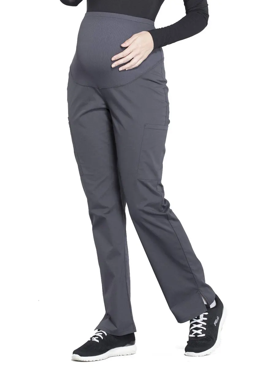 Cherokee WW Professionals Maternity Scrub Pants for Women Straight Leg Pewter XS | Supportive, Comfortable & Flattering Fit - view 3